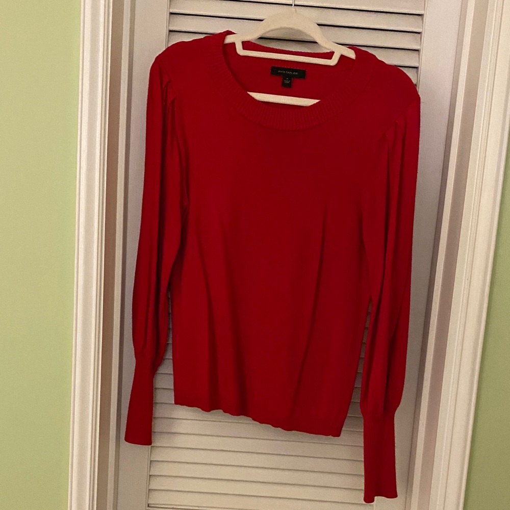 Ann Taylor Vibrant Red Crew Neck Sweater